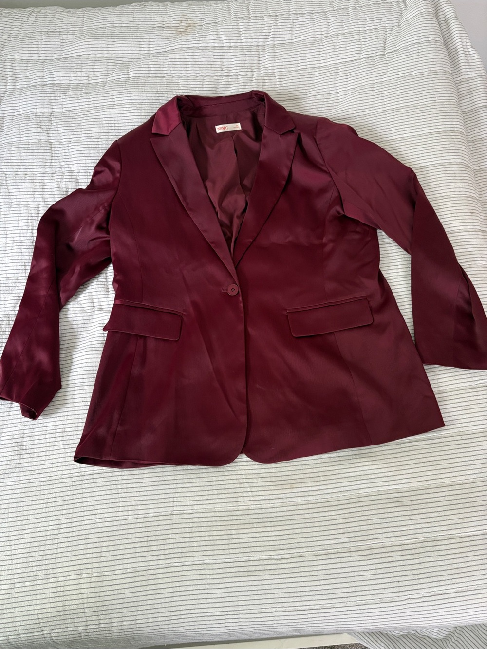 Woman Burgundy Satin Blazer
